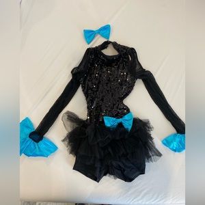 Black sequins costume with light blue accents.  Weissman Medium Child Costume.